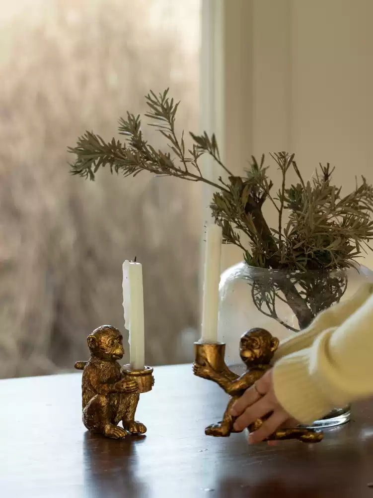 Gilded Monkey Candle Holders