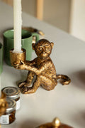 Gilded Monkey Candle Holders