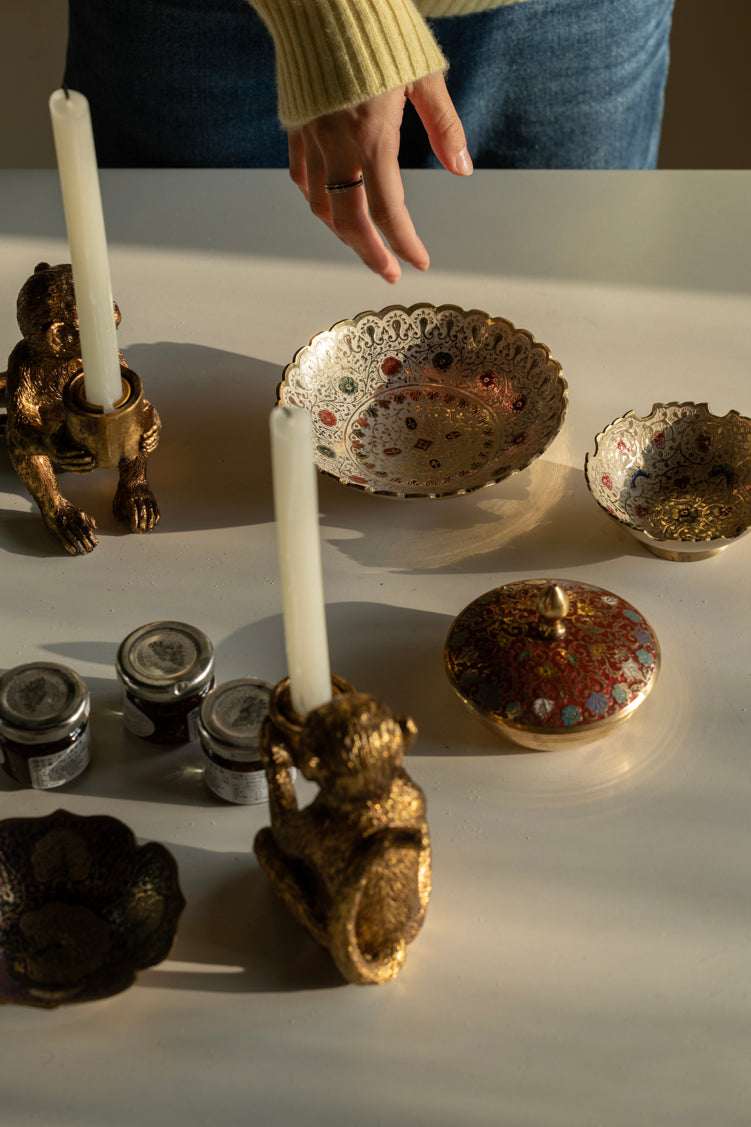 Gilded Monkey Candle Holders