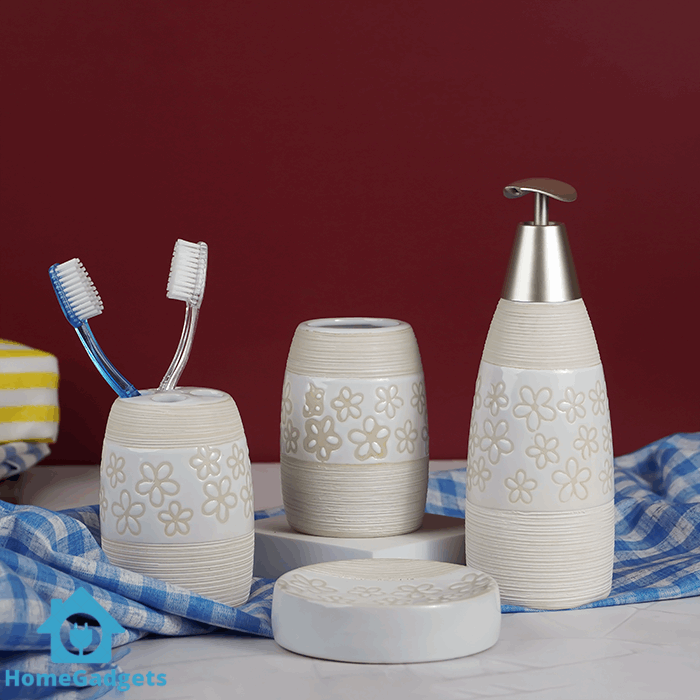 Floral Design Bathroom Set