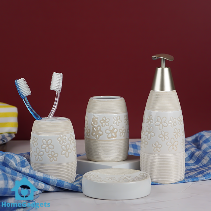 Floral Design Bathroom Set
