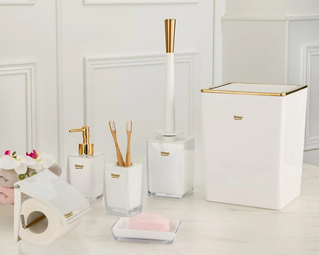 Modern Premium Square Design Bath Accessory (White Gold)