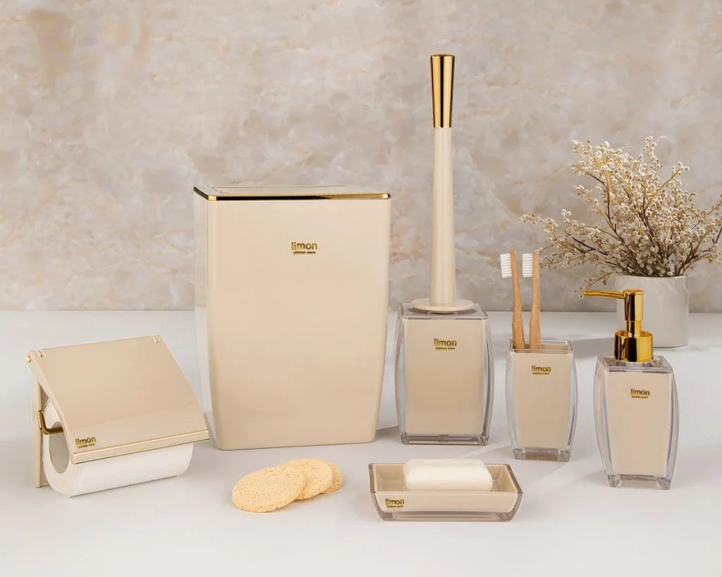 Modern Premium Square Design Bath Accessory (Beige Gold)