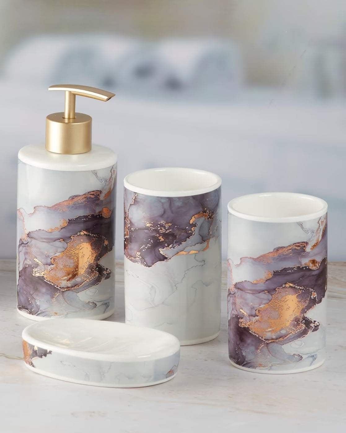 Aurora Amethyst Ceramic Bath Set