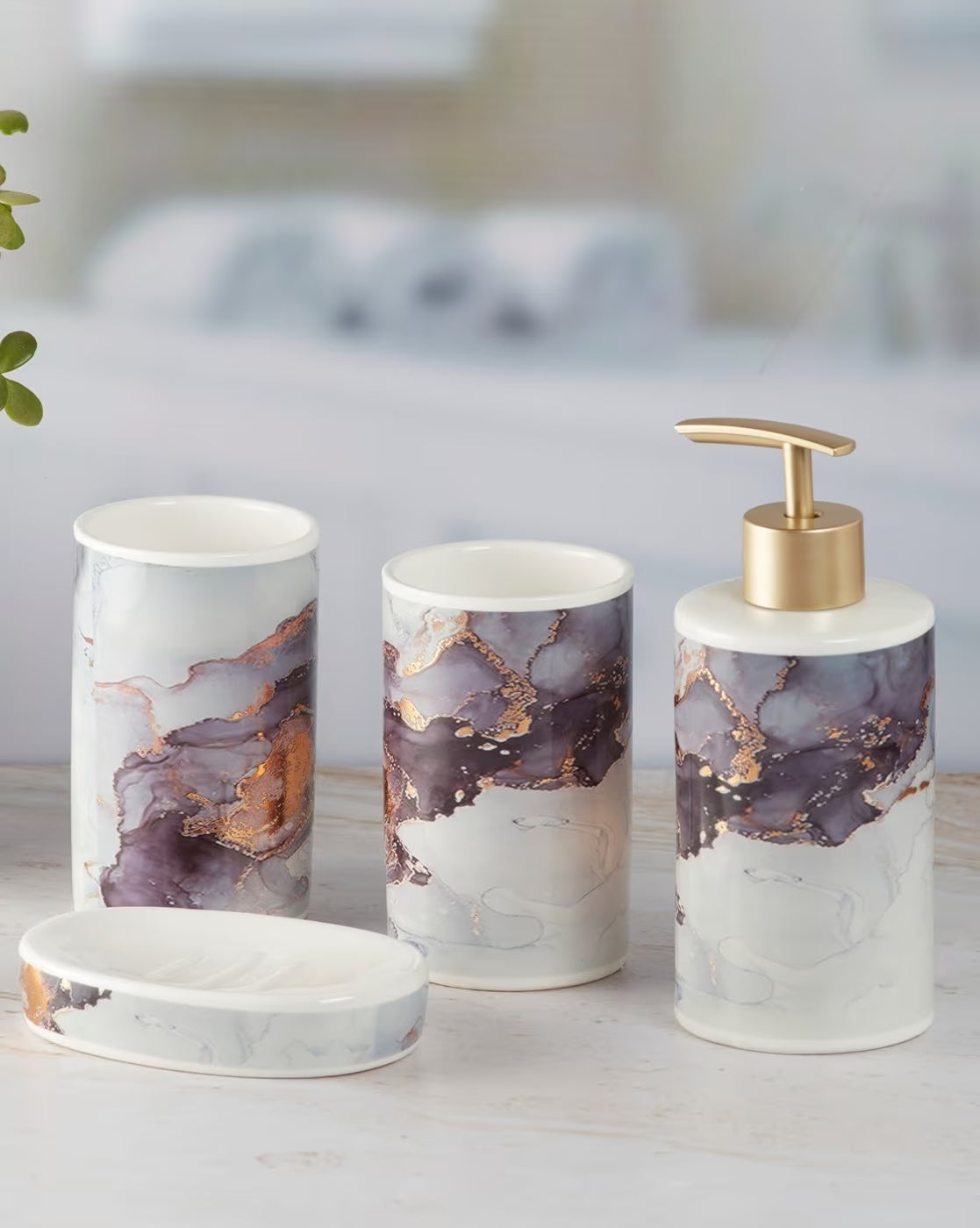 Aurora Amethyst Ceramic Bath Set
