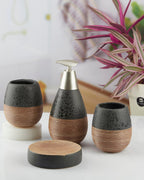 Self Textured Bathroom Set With Wooden Pattern