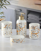 White with Golden Abstract Design Bathroom Set