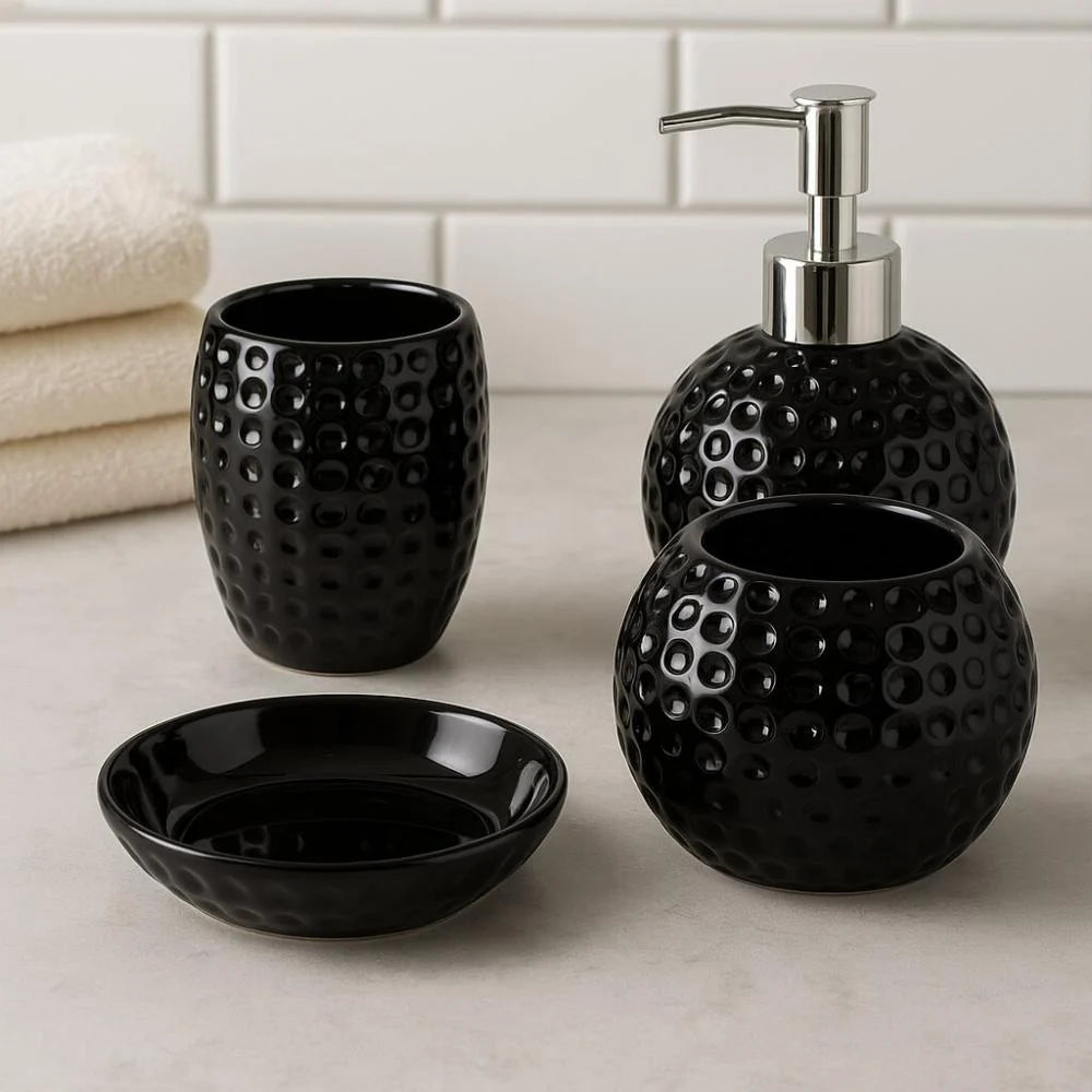Embossed Dotted Design Bathroom Set