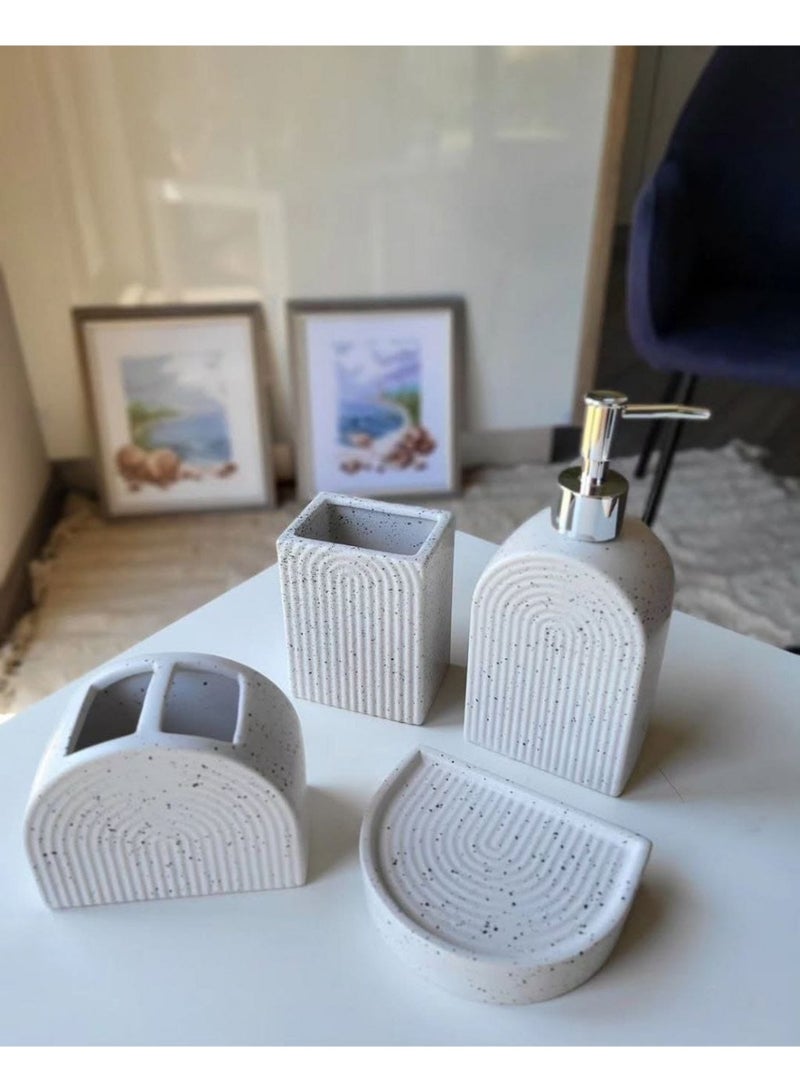 Stone Finish Curve Bathroom Set