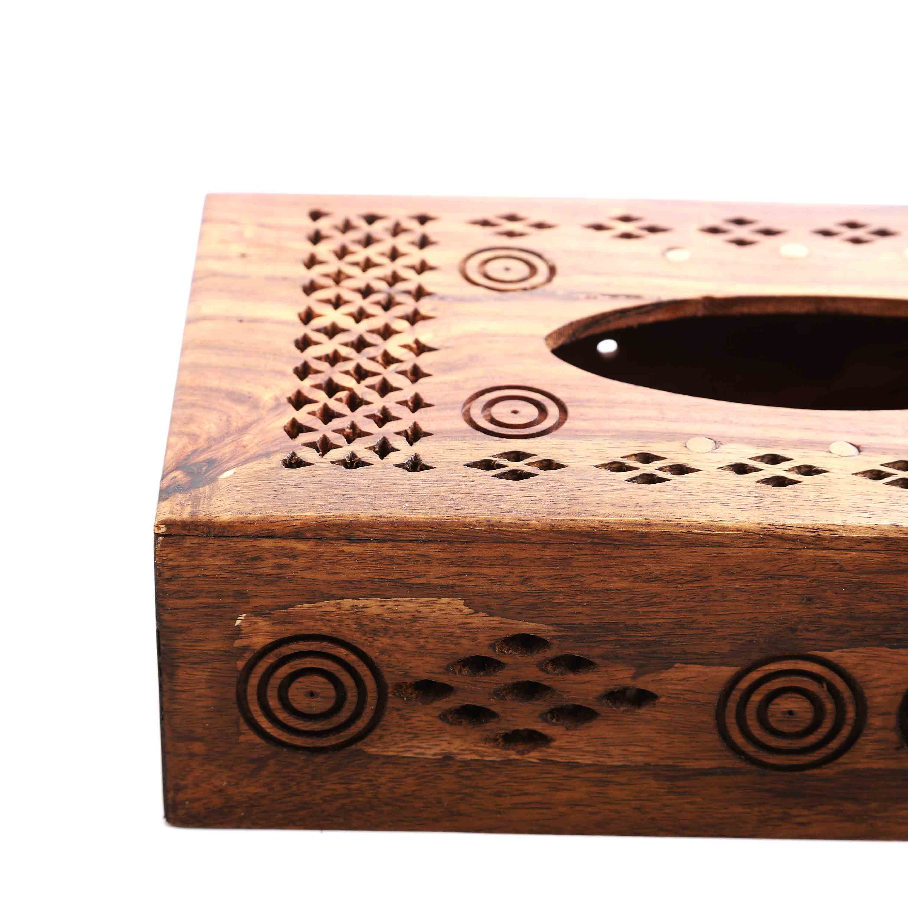 Hand Carved Wooden Tissue Box