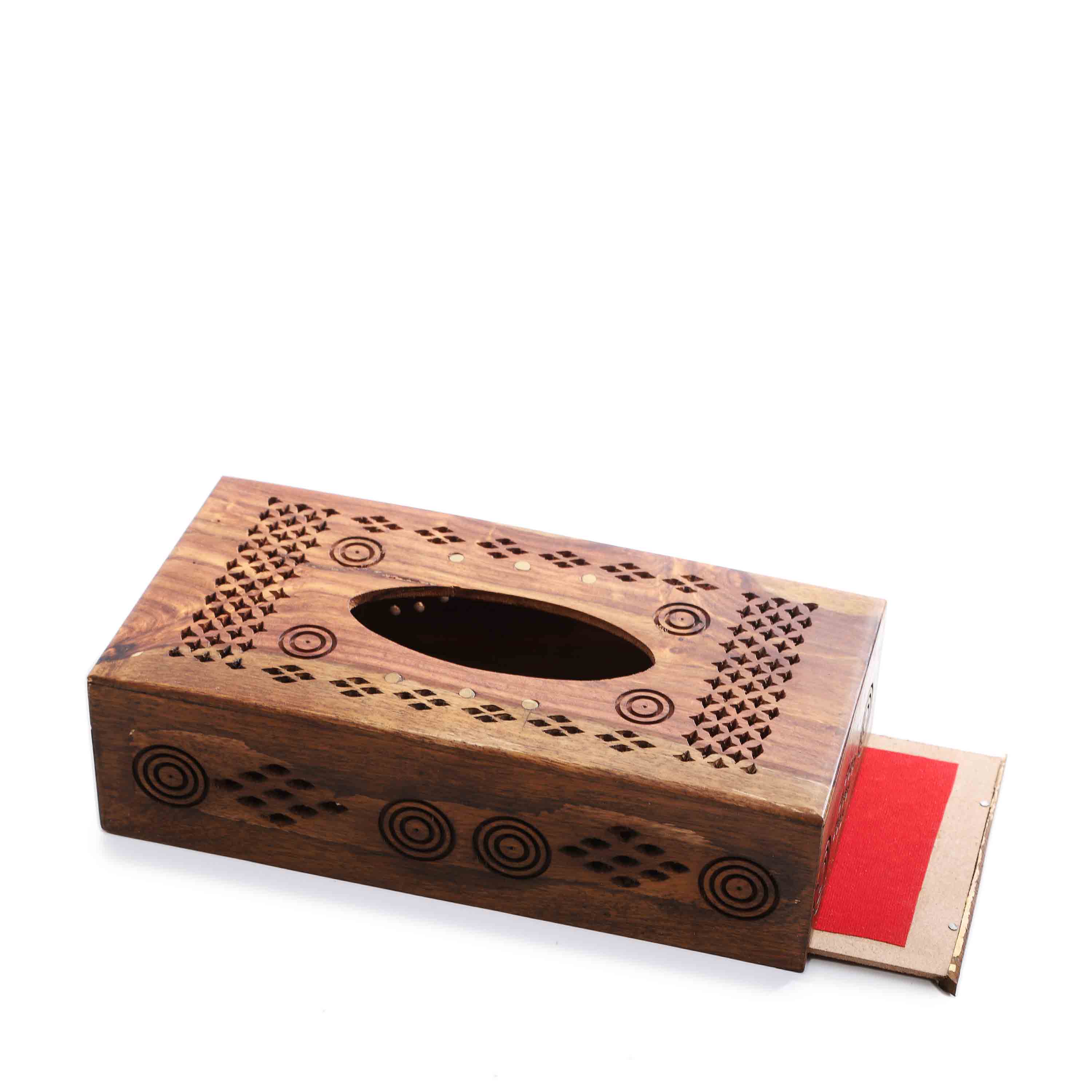 Hand Carved Wooden Tissue Box