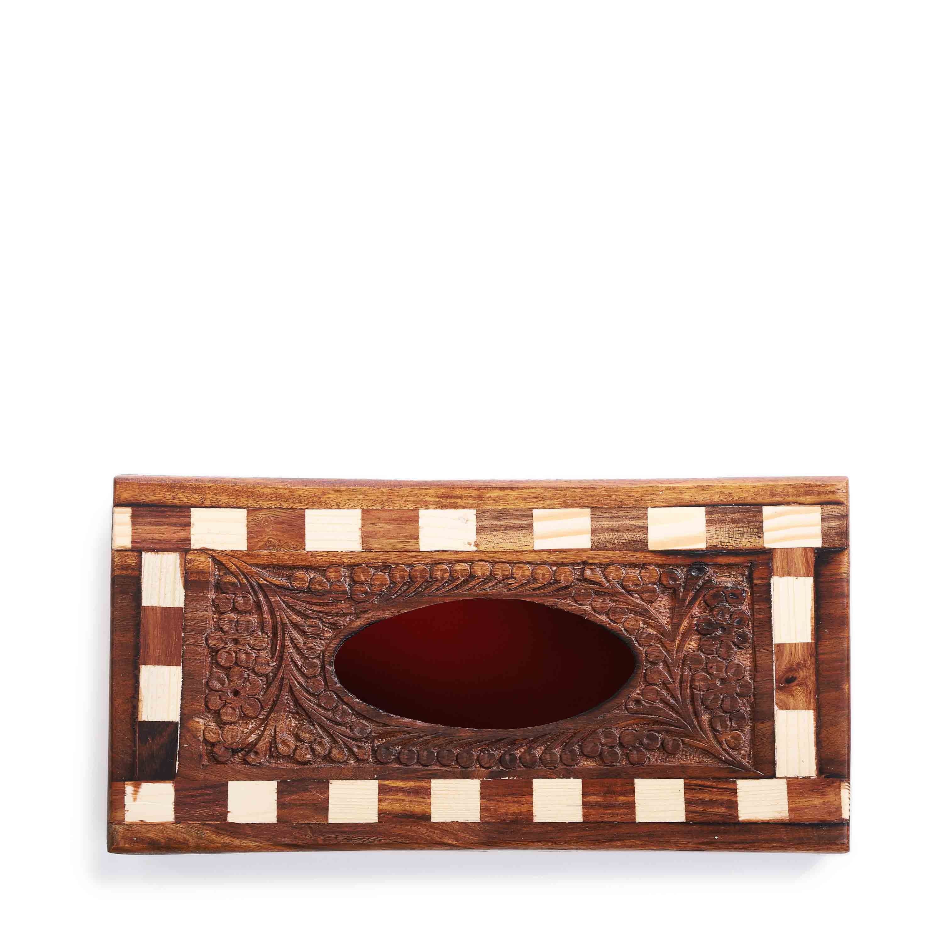 Check Design Wooden Tissue Box