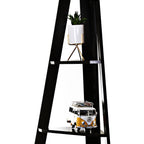 Tri-Corn Adjustable Corner Wooden Shelves(Black)