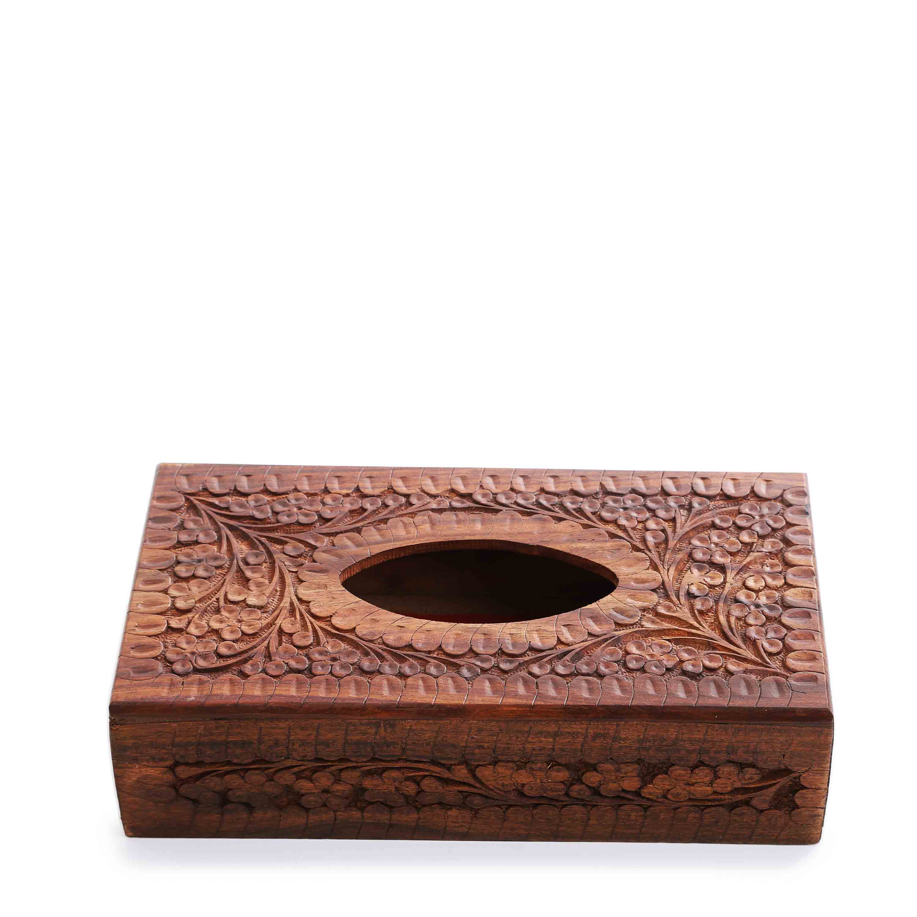 Embroidered Wooden Carved Tissue Box