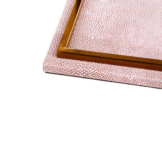 Leather Light weighted Wooden Tray (Tea Pink)