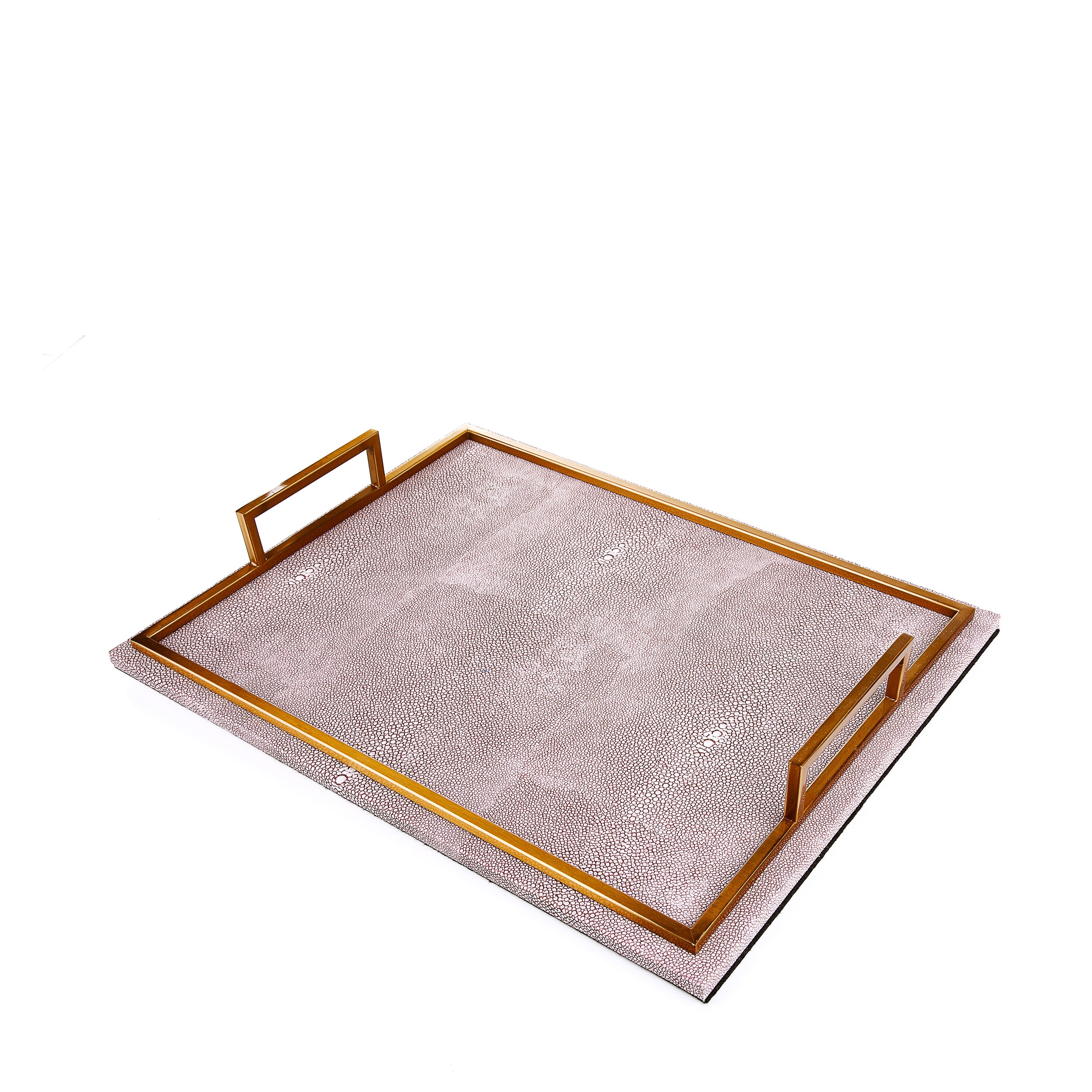 Leather Light weighted Wooden Tray (Tea Pink)