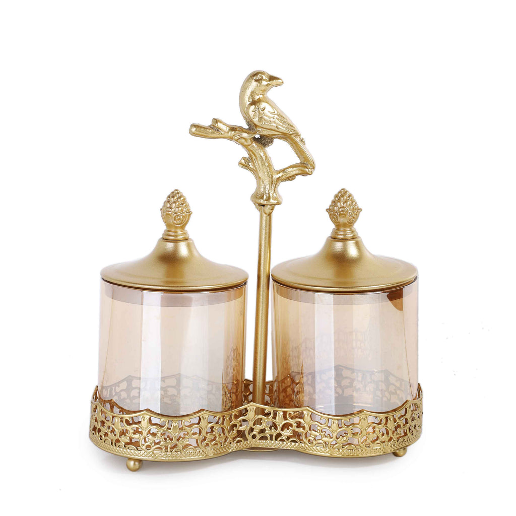 Engraved Glass Jars & Holder (2-P)