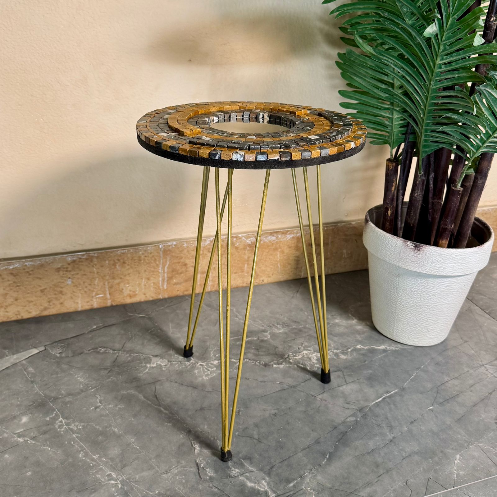 Mirror Mosaic Table (Brown & Olive)
