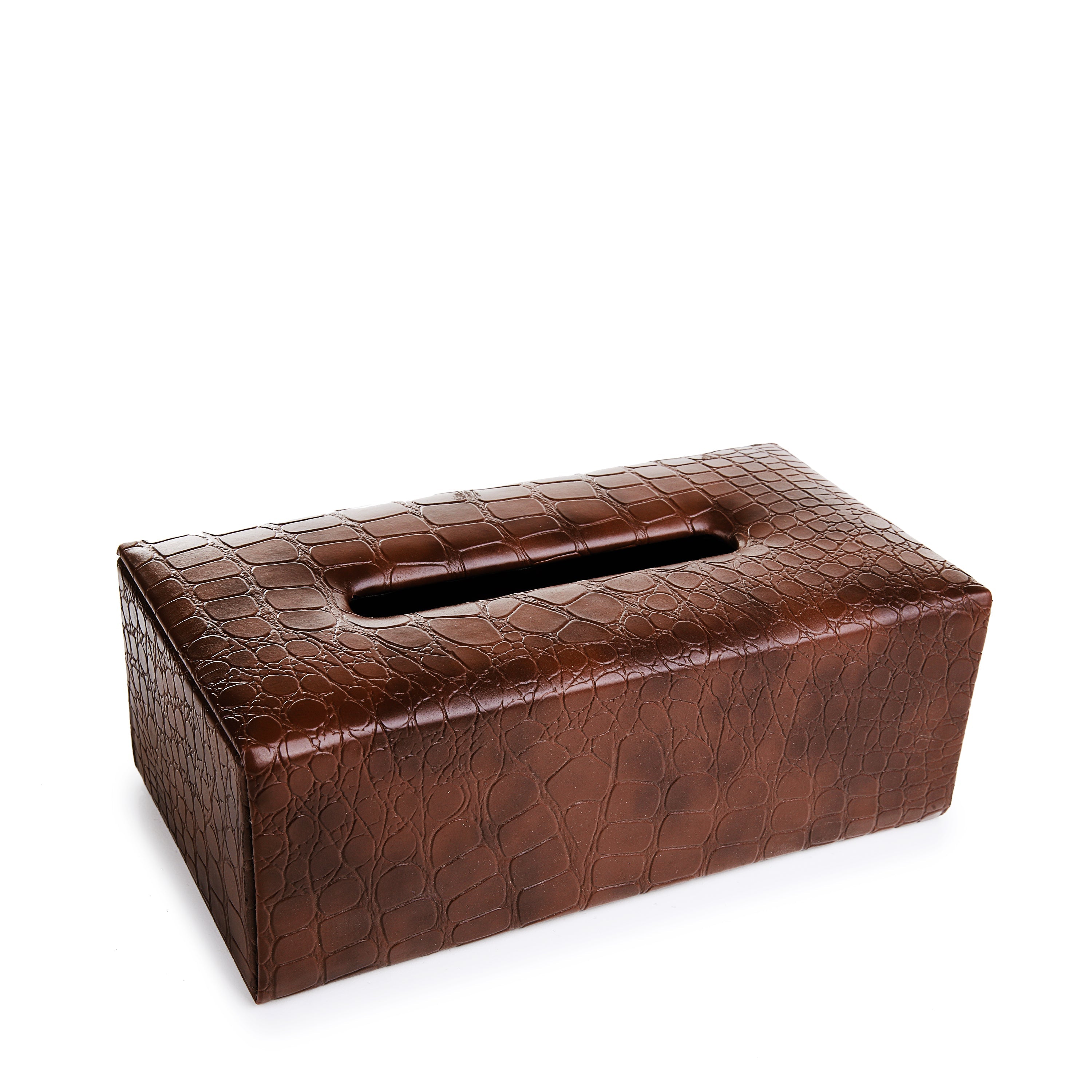 Leather Basket with Tissue Box
