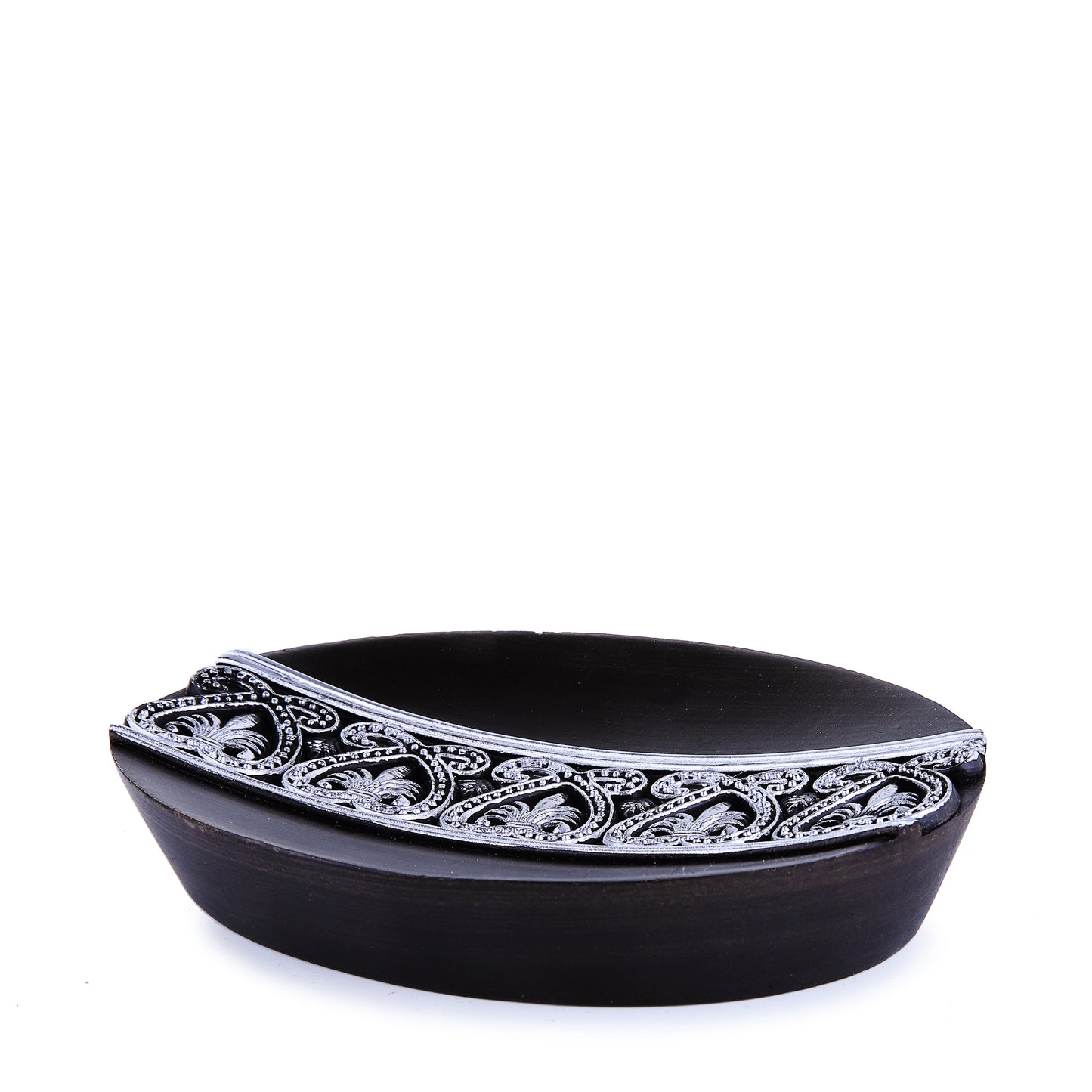 Black Royal Embroidered Resin Bath Accessory