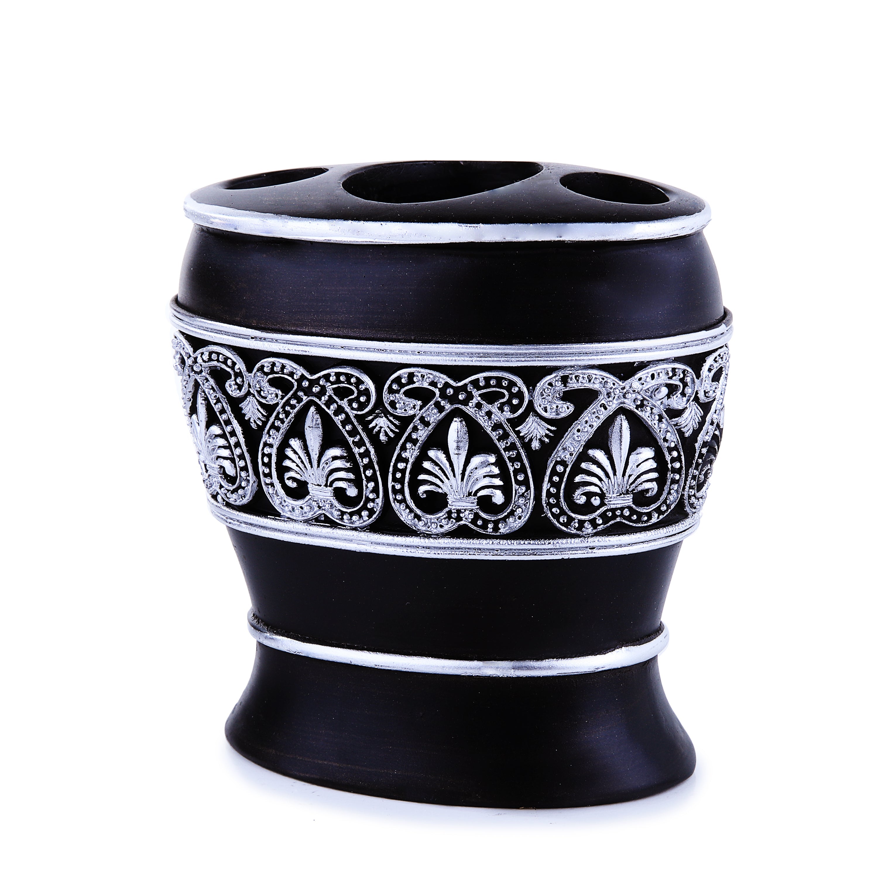 Black Royal Embroidered Resin Bath Accessory