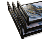 Snow Ocean Design Matt Black Tray (Set Of 3)