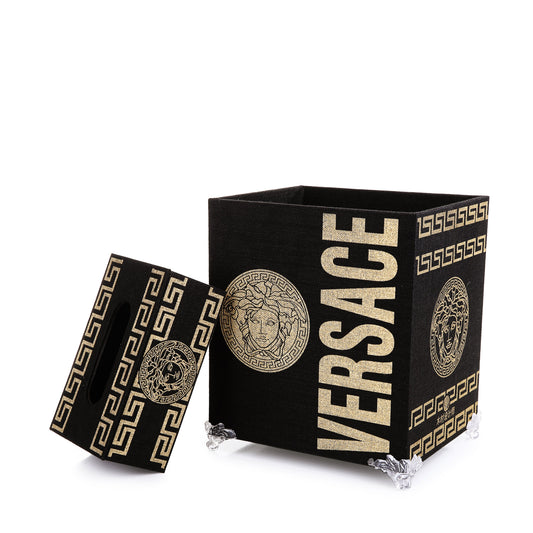 Versace Fabricated Basket with Tissue Box (Black)
