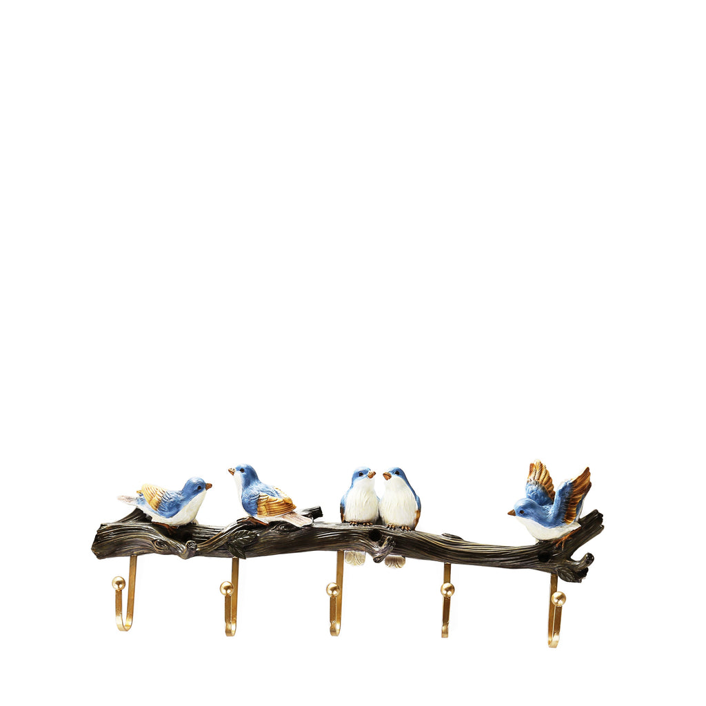 Sparrow Design Wall Key Holder (Blue & Beige)
