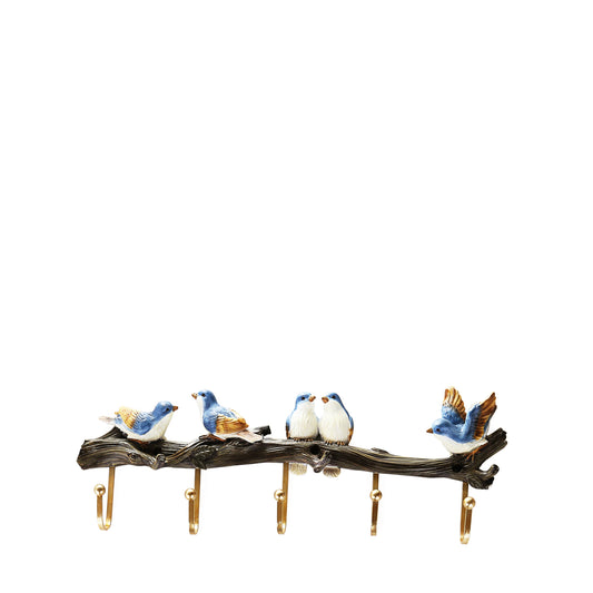 Sparrow Design Wall Key Holder (Blue & Beige)