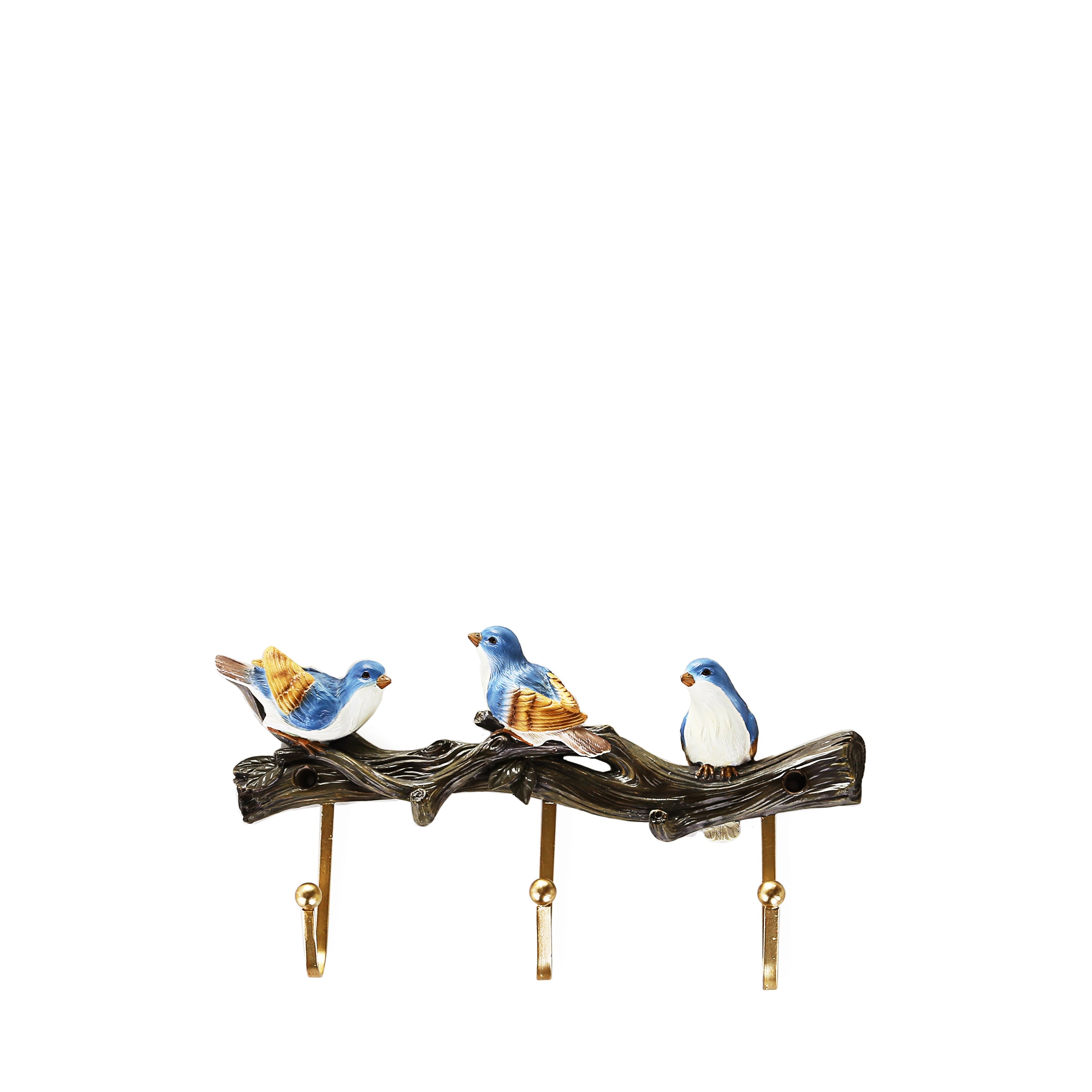 Sparrow Design Wall Key Holder (Blue & Beige)