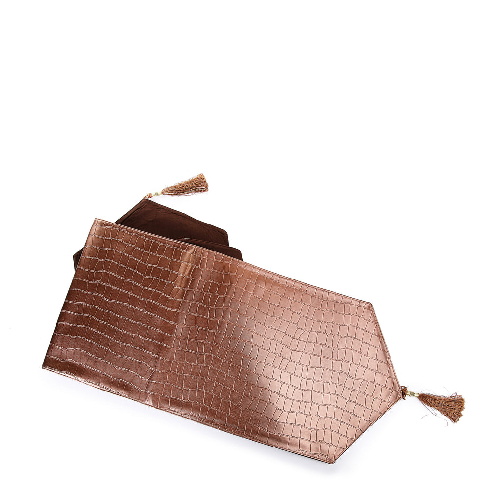 Square Block Table Runner (Shiny Brown)