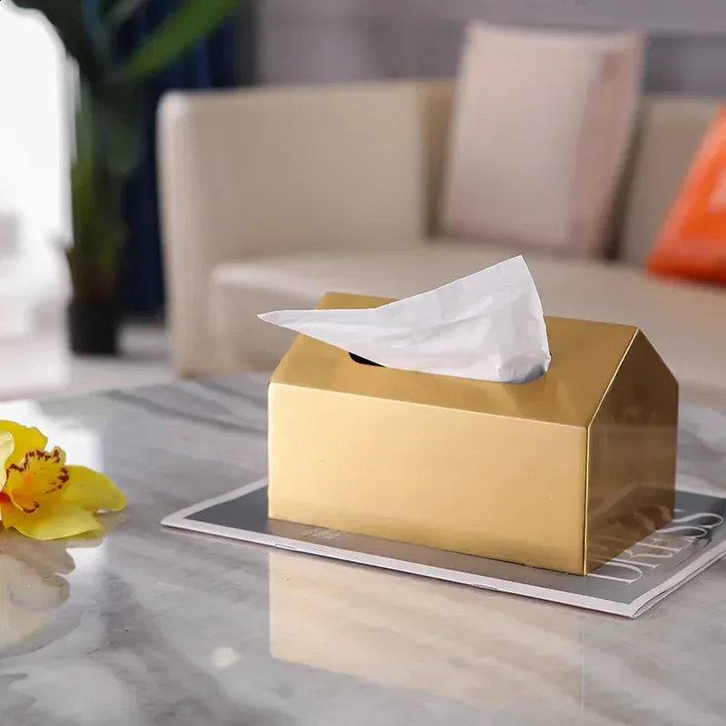 Gilded Brass Metal Tissue Box