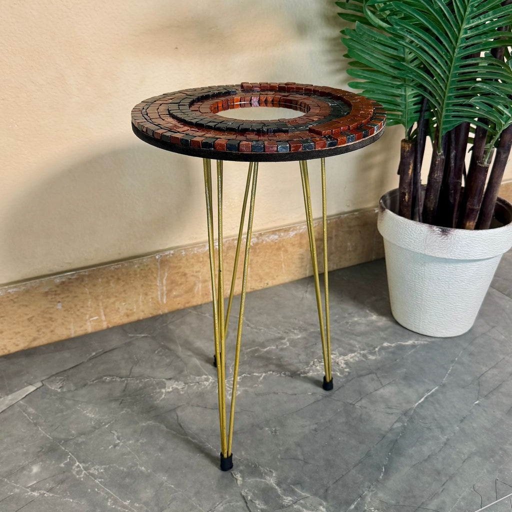 Mirror Mosaic Table (Black & Maroon)