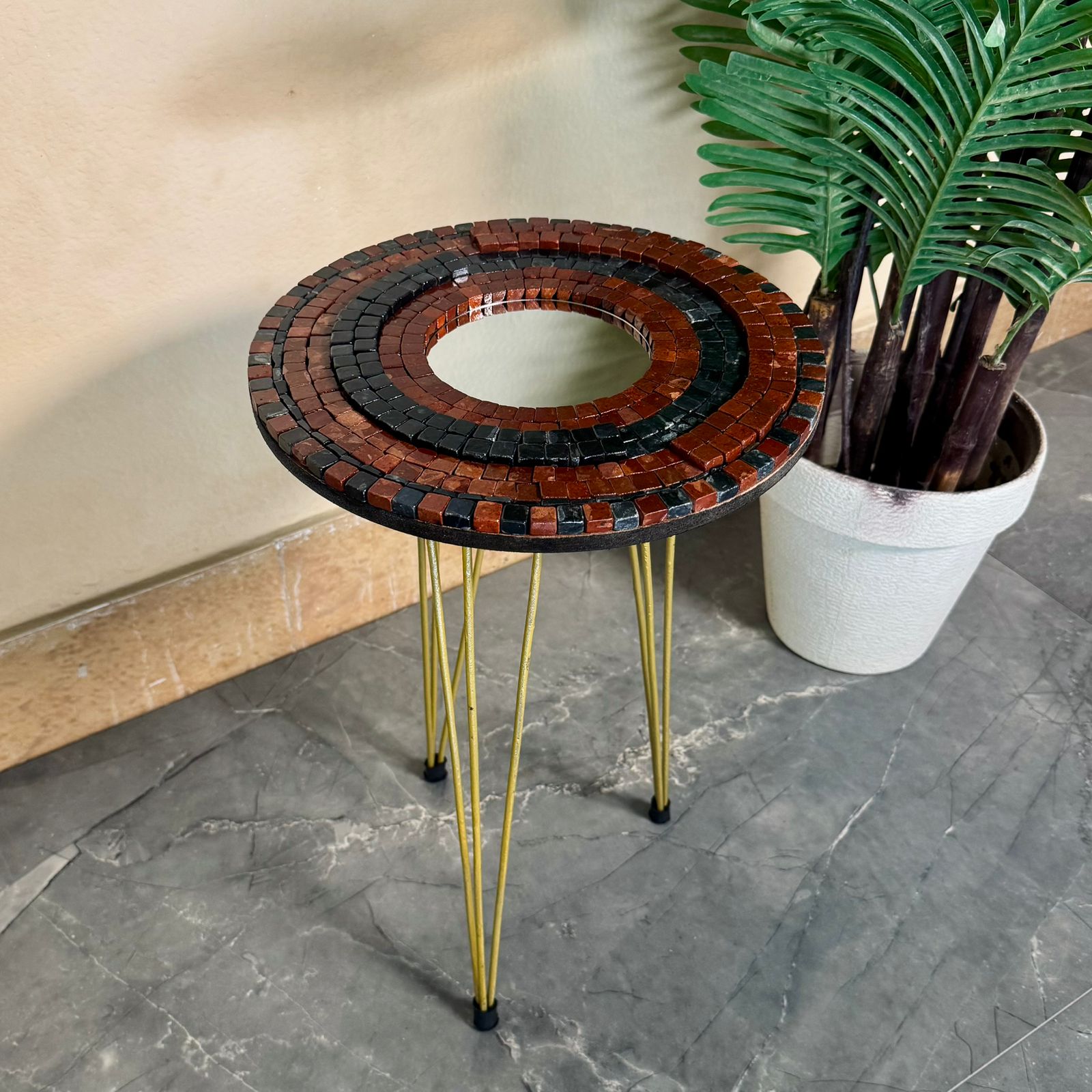 Mirror Mosaic Table (Black & Maroon)