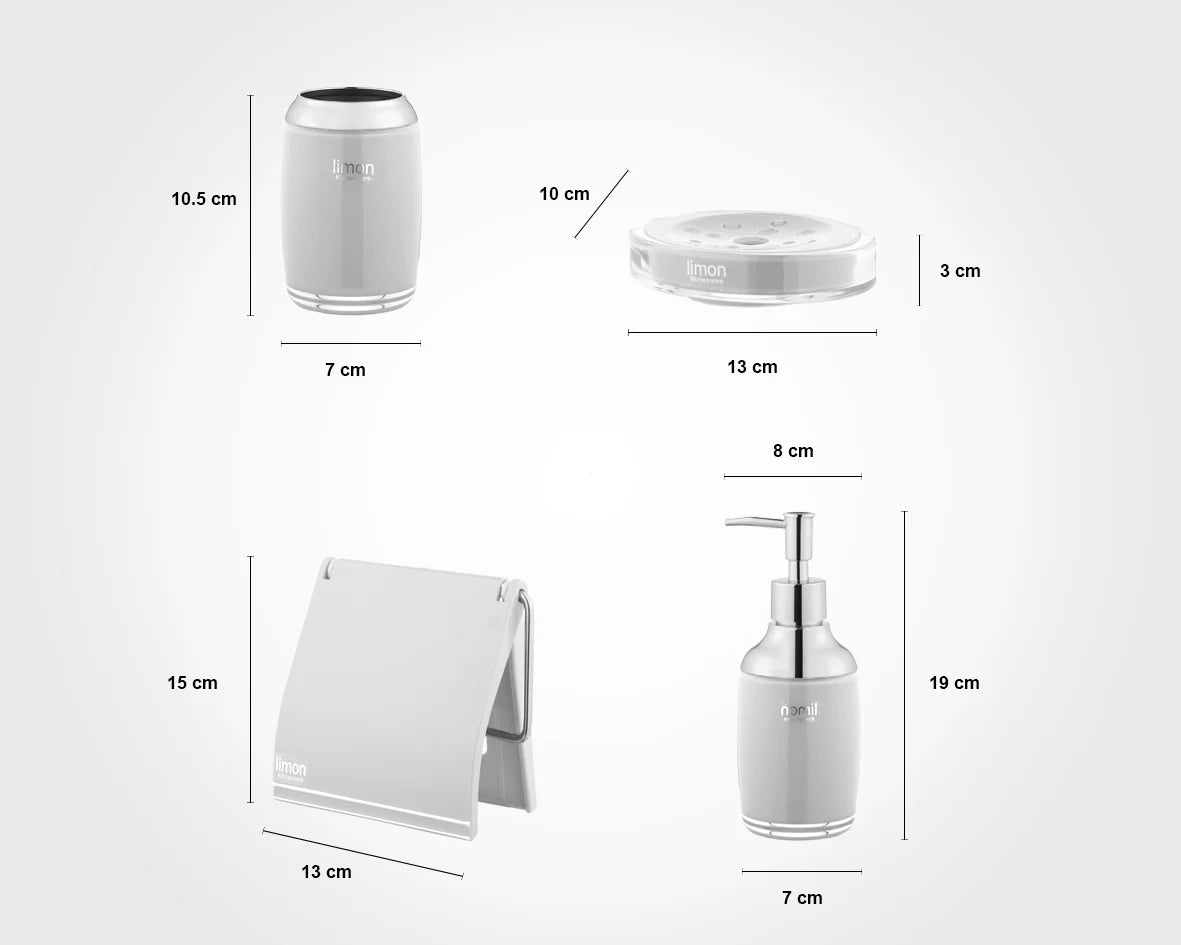 Modern Premium Round Design Bath Accessory (White & Gold)