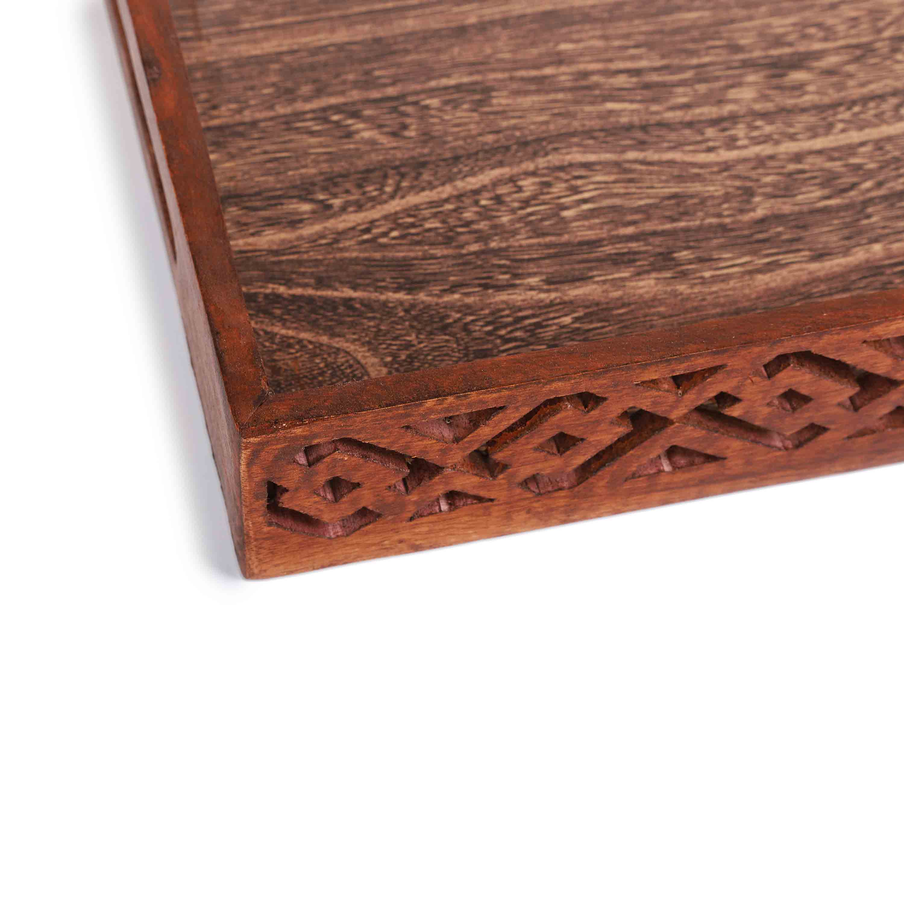 Wooden Carved Tray (Set of 3)