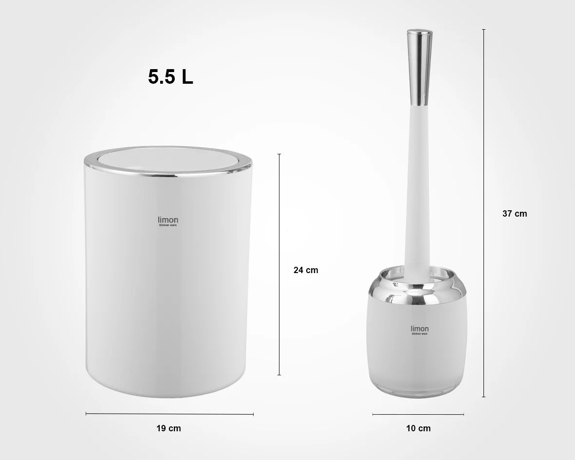 Modern Premium Round Design Bath Accessory (White & Gold)