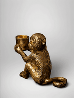 Gilded Monkey Candle Holders