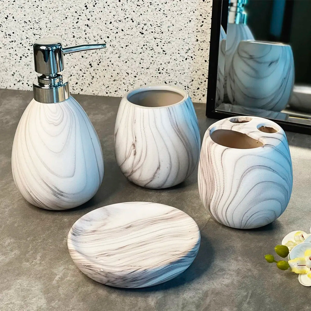 White Ceramic Design Bathroom Set