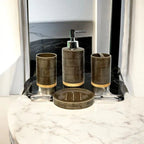 Brown Abstract Design Bathroom Set