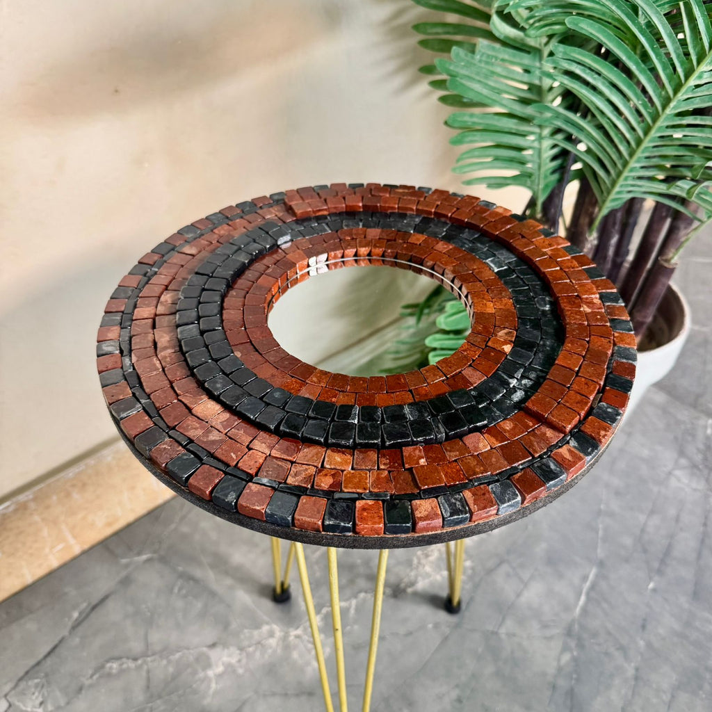 Mirror Mosaic Table (Black & Maroon)