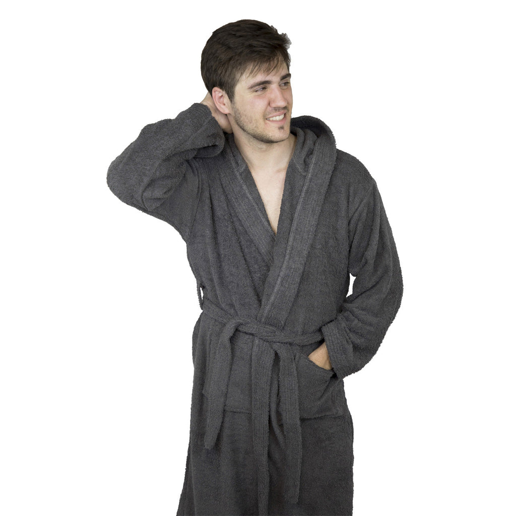 Premium Toweling Bathrobe with Hood (Dark Gray)