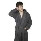 Premium Toweling Bathrobe with Hood (Dark Gray)