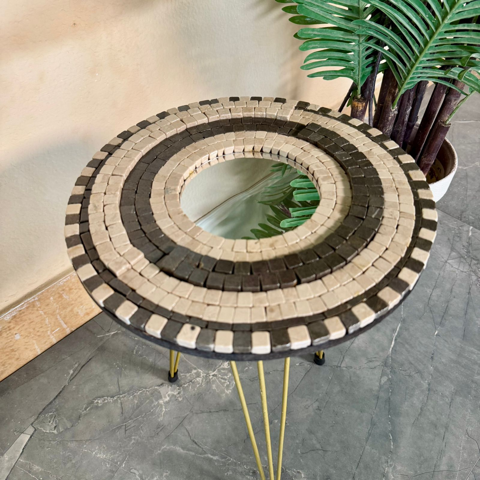 Mirror Mosaic Table (Brown & Beige)