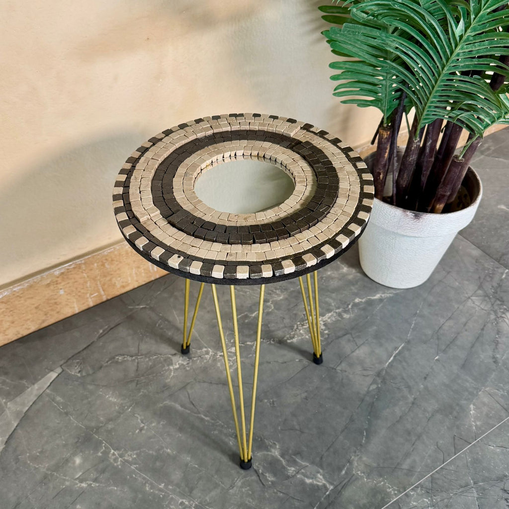 Mirror Mosaic Table (Brown & Beige)