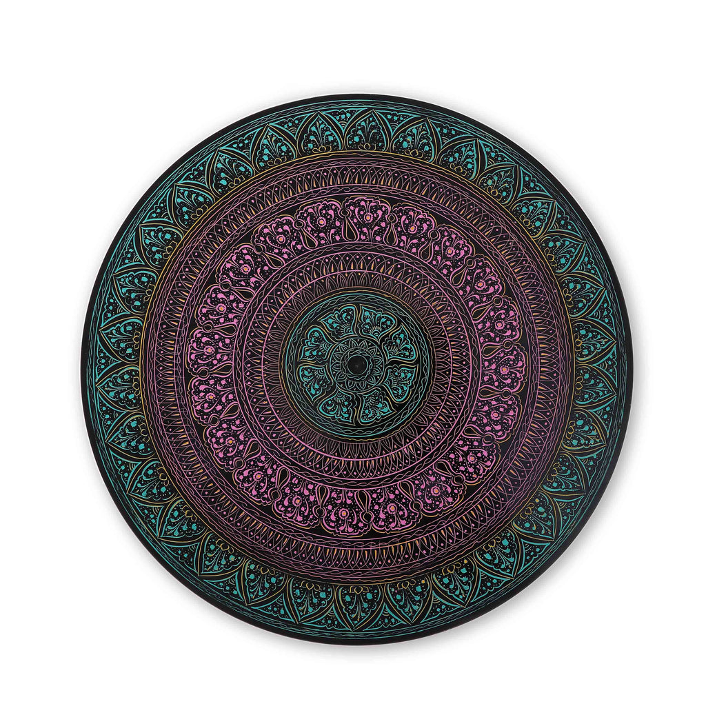 Wooden Pyrographic Coffee Table (Sea Green & Pink)