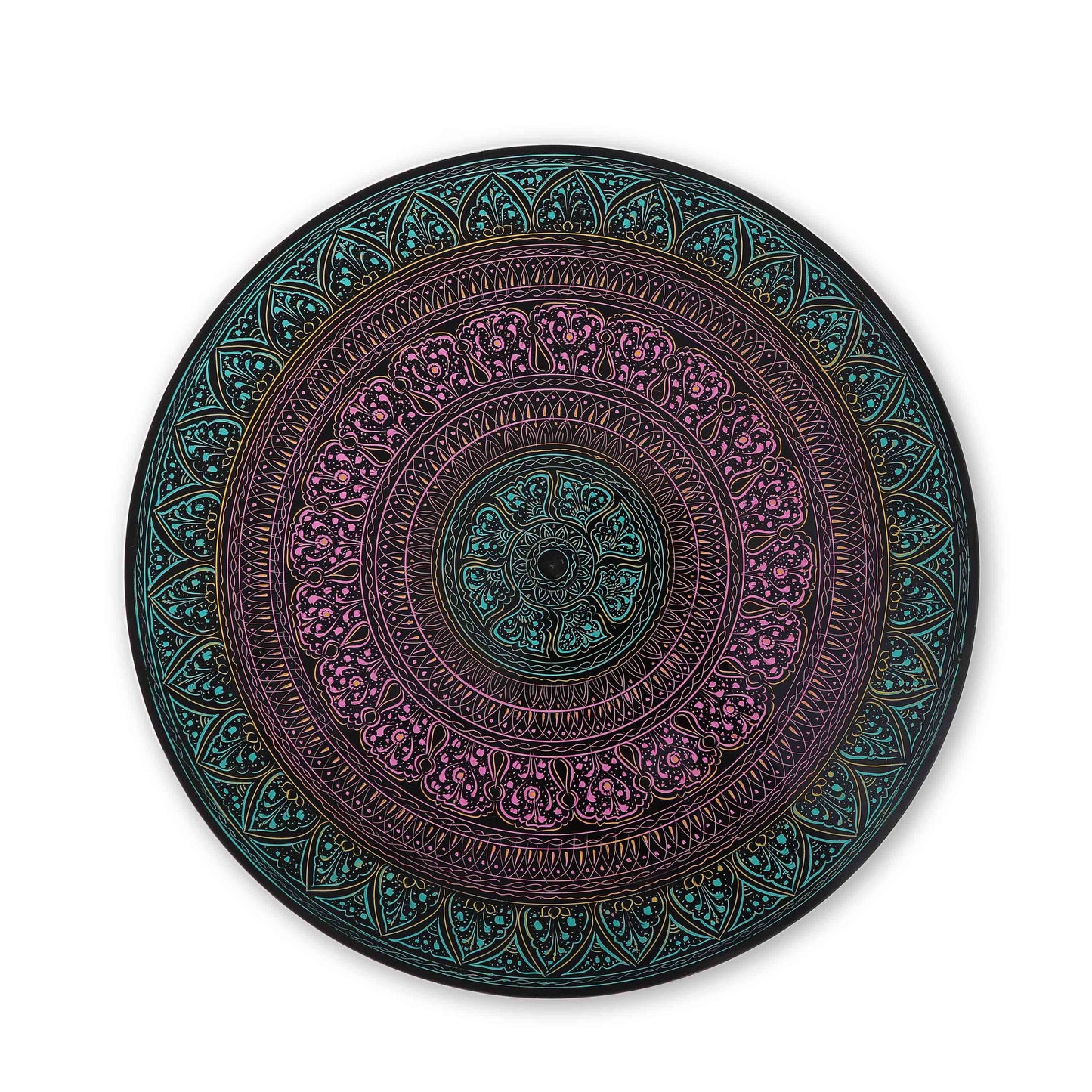 Wooden Pyrographic Coffee Table (Sea Green & Pink)