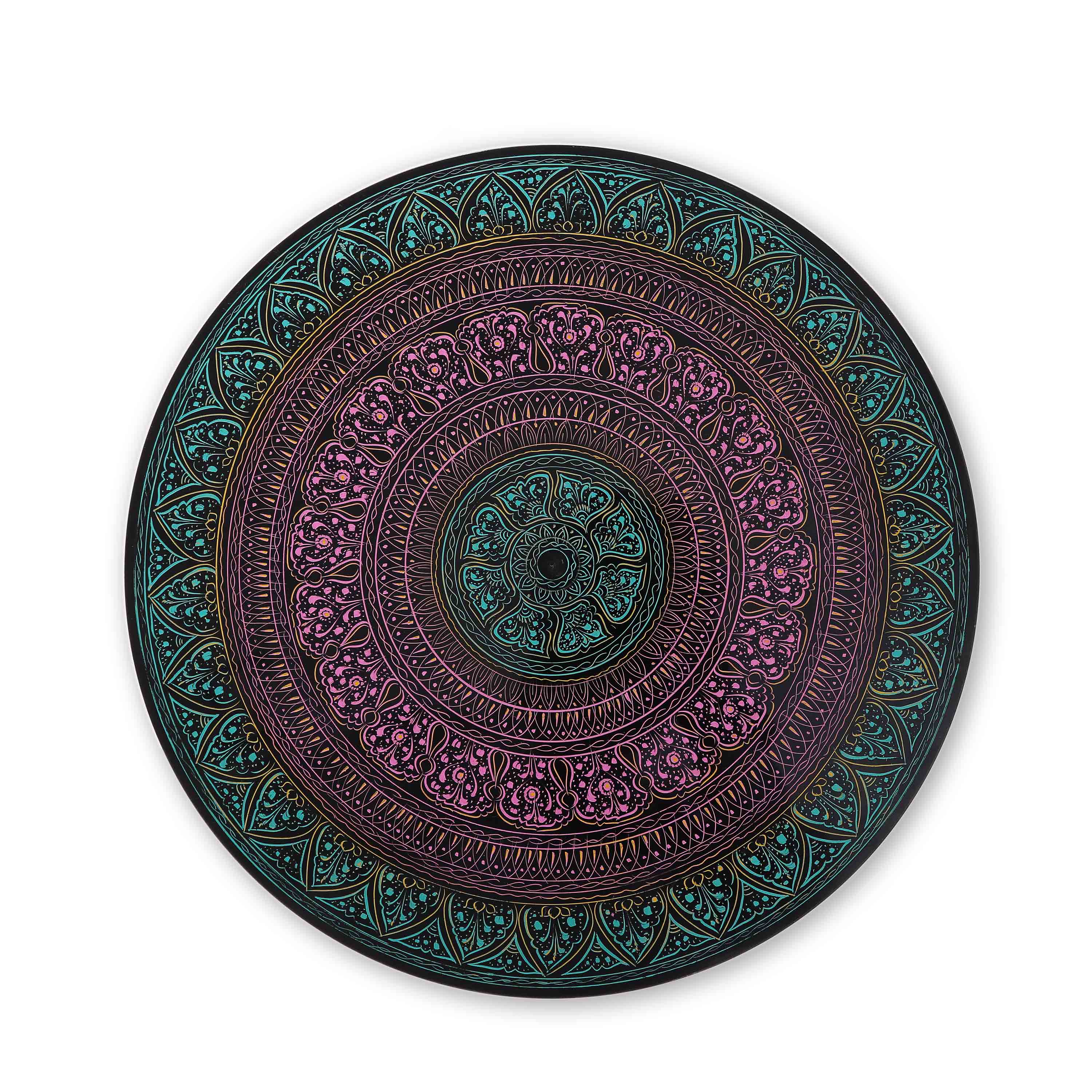 Wooden Pyrographic Coffee Table (Sea Green & Pink)