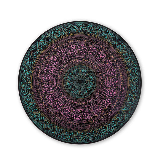 Wooden Pyrographic Coffee Table (Sea Green & Pink)