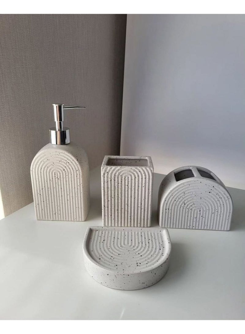 Stone Finish Curve Bathroom Set